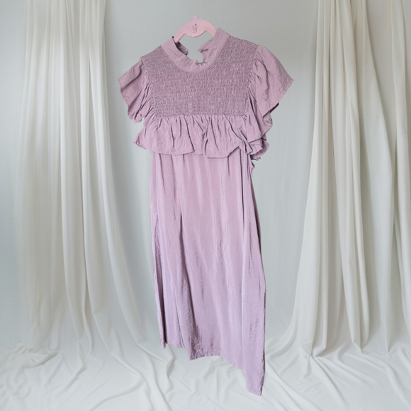 a new day Dresses & Skirts - a new day Lilac Smocked‎ Ruffle Midi Dress